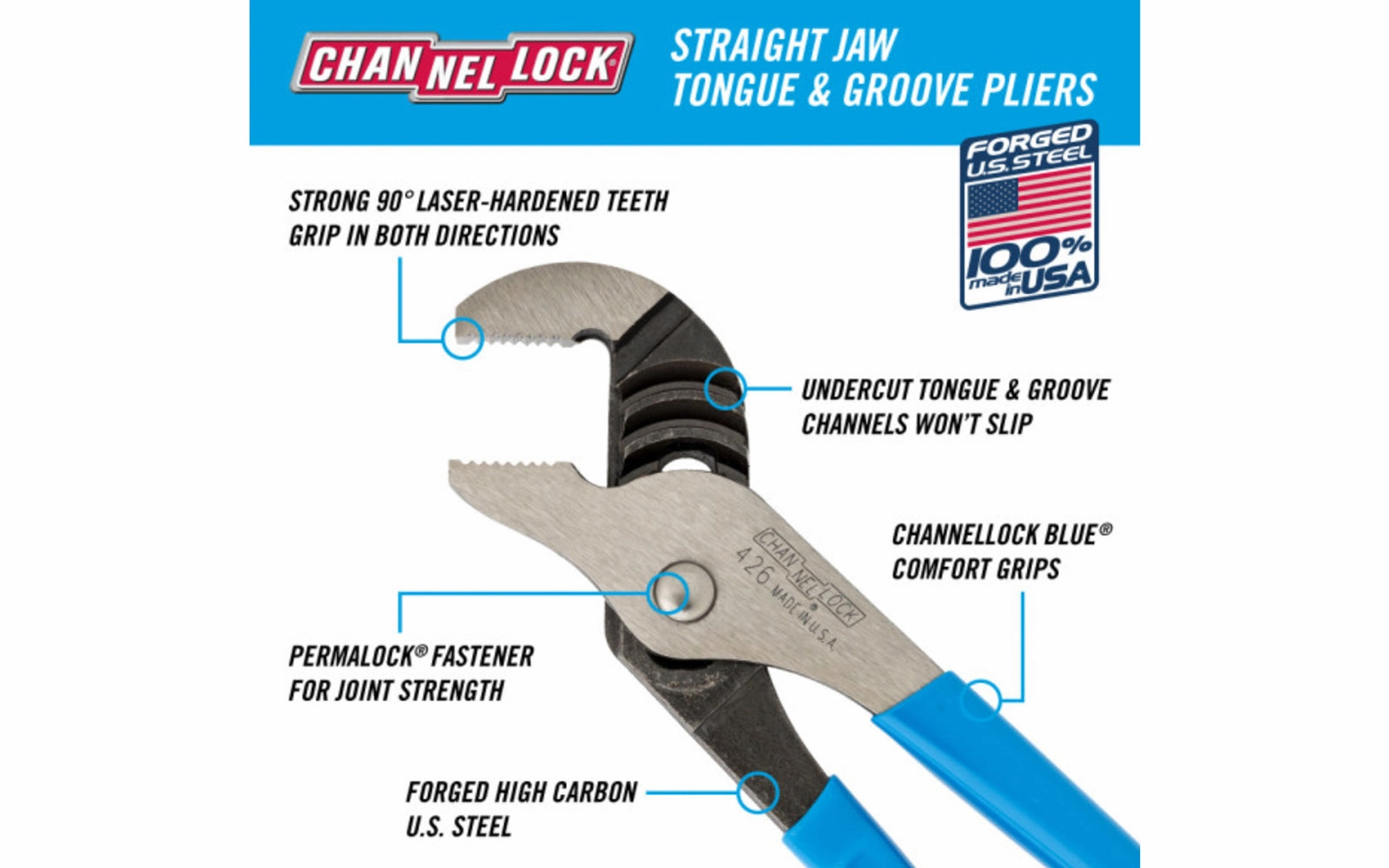 Channellock 6-1/2" Straight Jaw Tongue & Groove Plier - 426