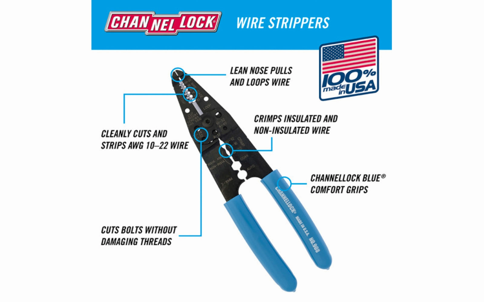 Channellock 8" Wire Stripper