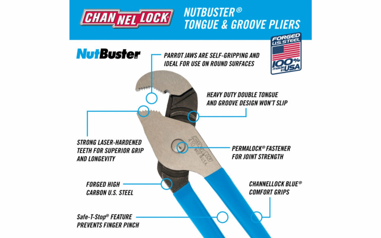 Channellock 9-1/2" Nutbuster Tongue & Groove Plier - 410