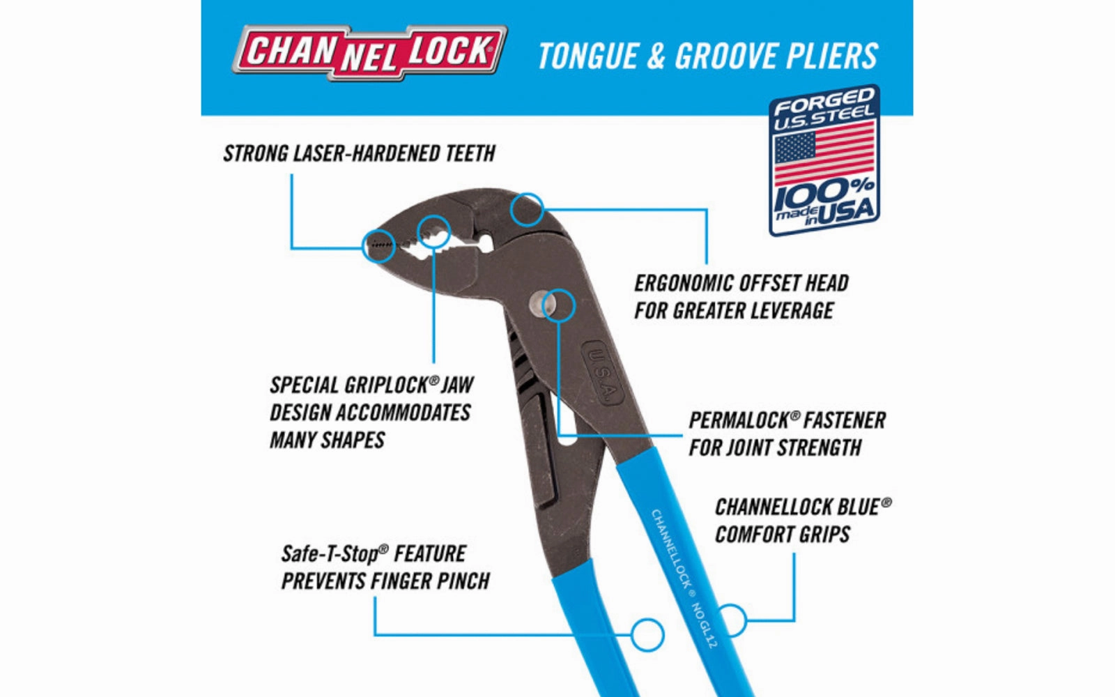 Channelock 12-1/2" GripLock Tongue & Groove Plier - GL12