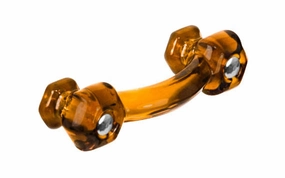 Classic Amber Hexagonal Glass Bridge Drawer Pull - 3" On Centers
