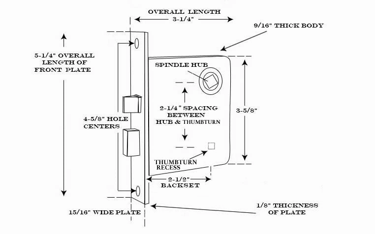 Classic Brass Interior Mortise Lock With Thumbturn Hole