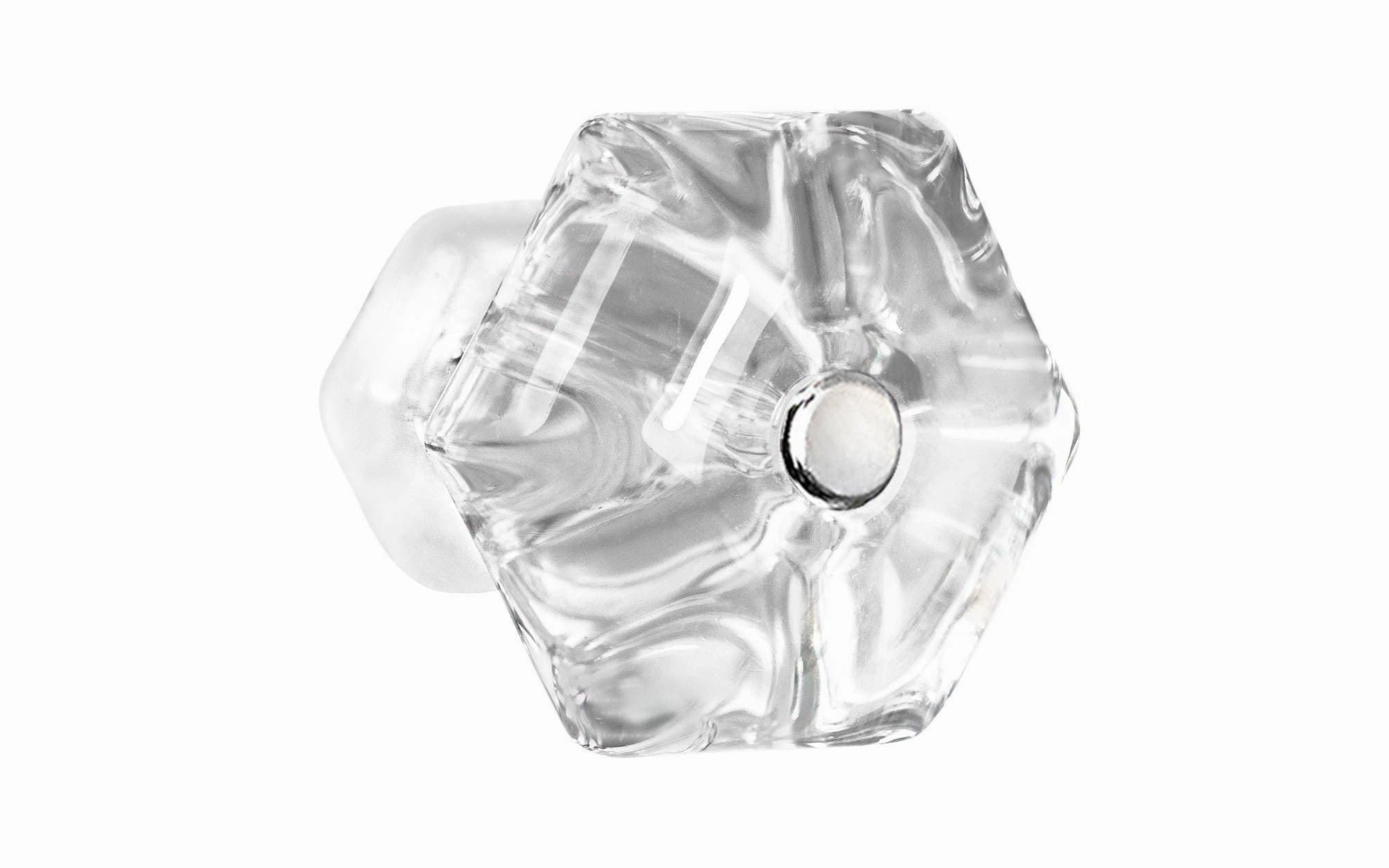 Classic Hexagonal Glass Cabinet Knob ~ Clear