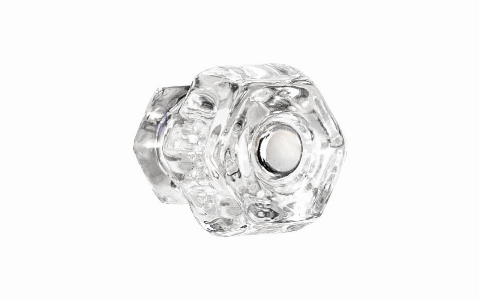 Classic Hexagonal Glass Cabinet Knob ~ Clear