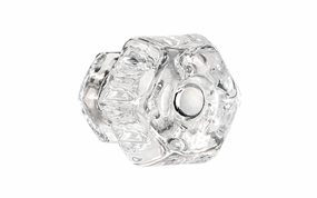 Classic Hexagonal Glass Cabinet Knob ~ Clear