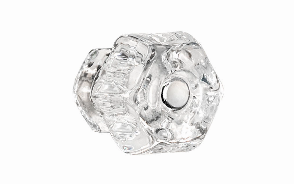 Classic Hexagonal Glass Cabinet Knob ~ Clear