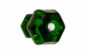 Classic Hexagonal Glass Cabinet Knob ~ Forest Green