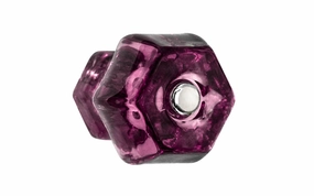 Classic Hexagonal Glass Cabinet Knob ~ Purple Amethyst