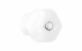 Classic Hexagonal Glass Cabinet Knob ~ Translucent White - Opal