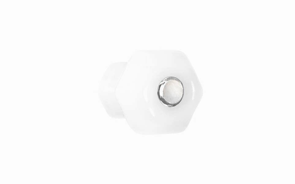 Classic Hexagonal Glass Cabinet Knob ~ Translucent White - Opal