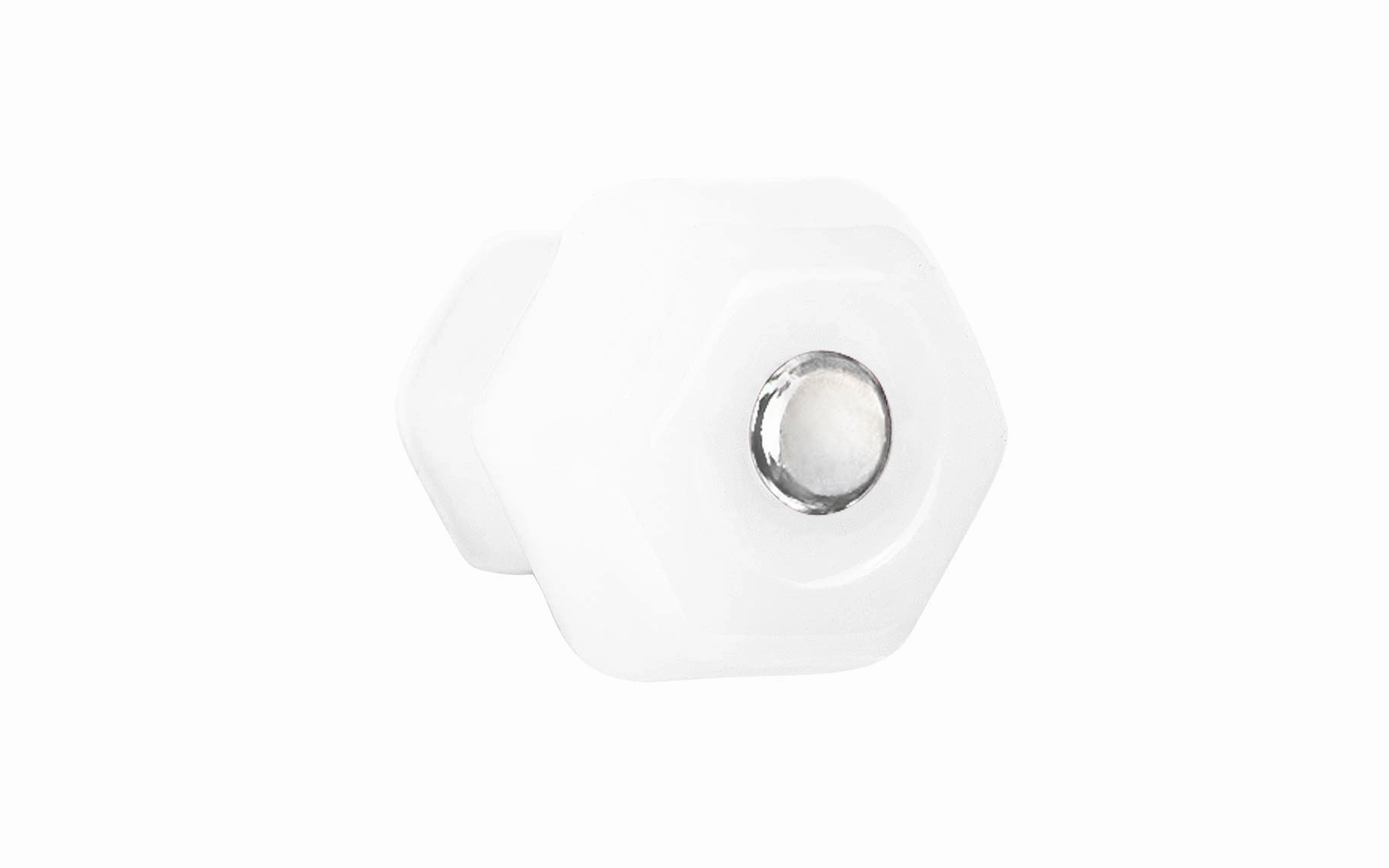 Classic Hexagonal Glass Cabinet Knob ~ Translucent White - Opal