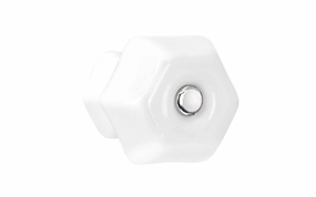 Classic Hexagonal Glass Cabinet Knob ~ White