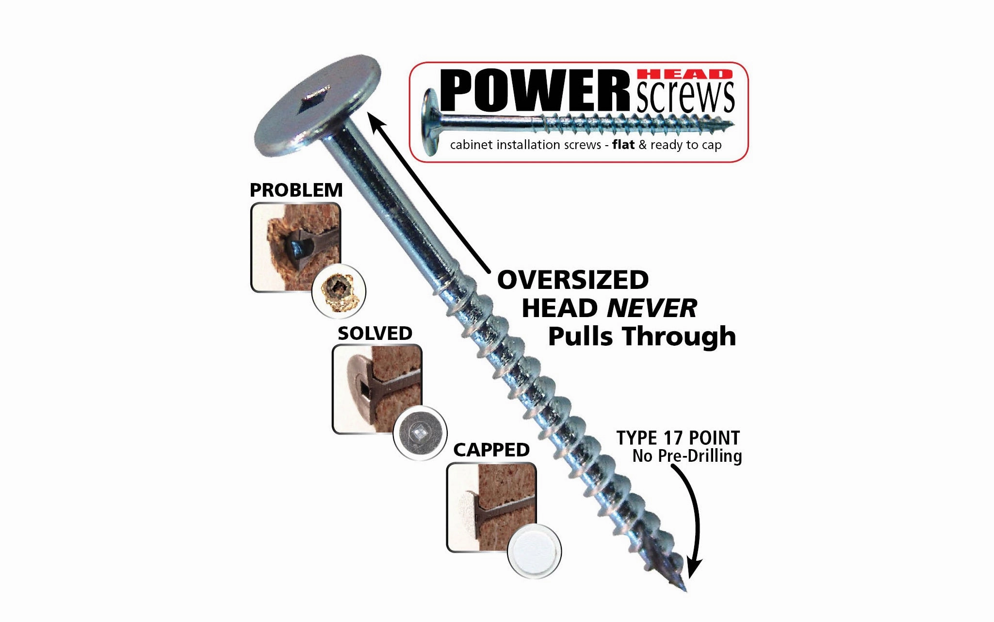 FastCap 4" Powerhead Cabinet Screws - T20 Torx Head ~ 100 Pack