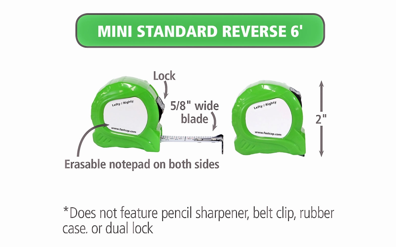 FastCap 6' Mini Tape Measure ~ Standard Reverse