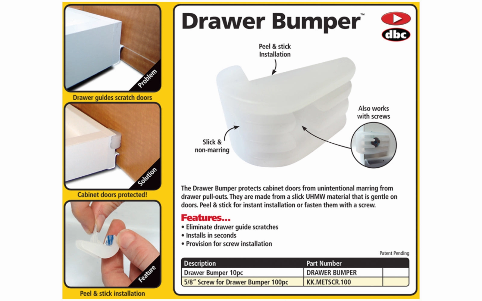 FastCap Drawer Bumper ~ 10 Pieces