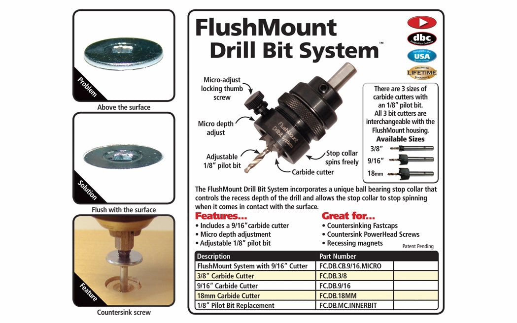 FastCap FlushMount Pilot Bit ~ 1/8"