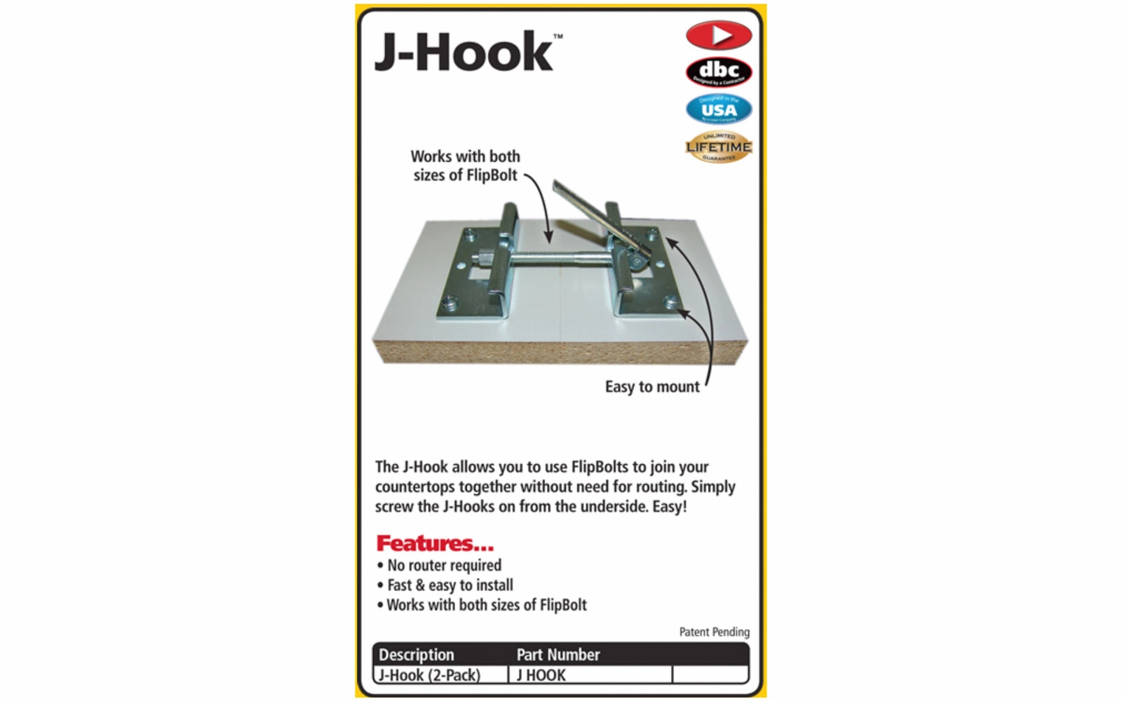 FastCap J-Hook Countertop Connector ~ 2 Pack