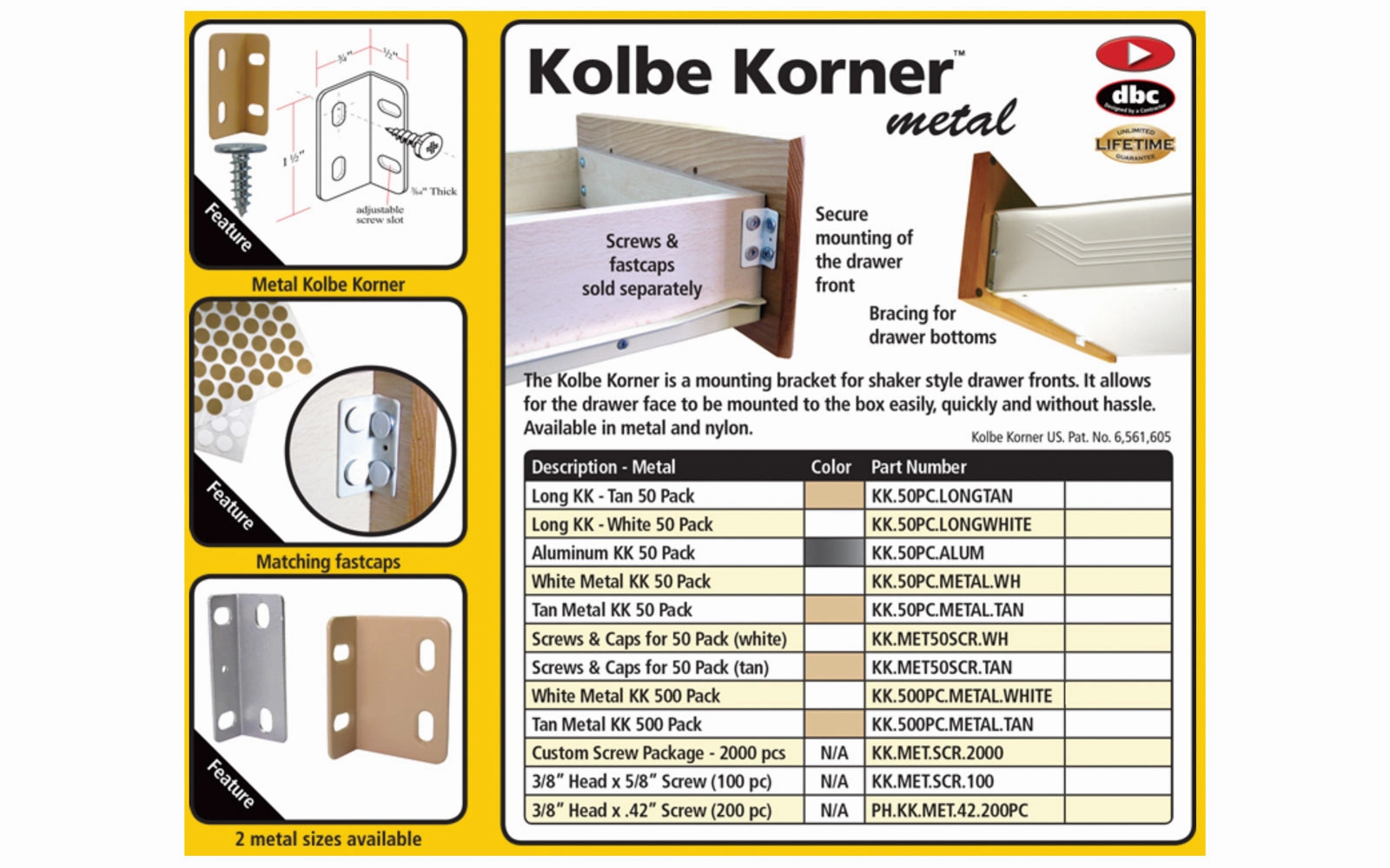 Fastcap Metal Kolbe Korner, White - 50 Pack