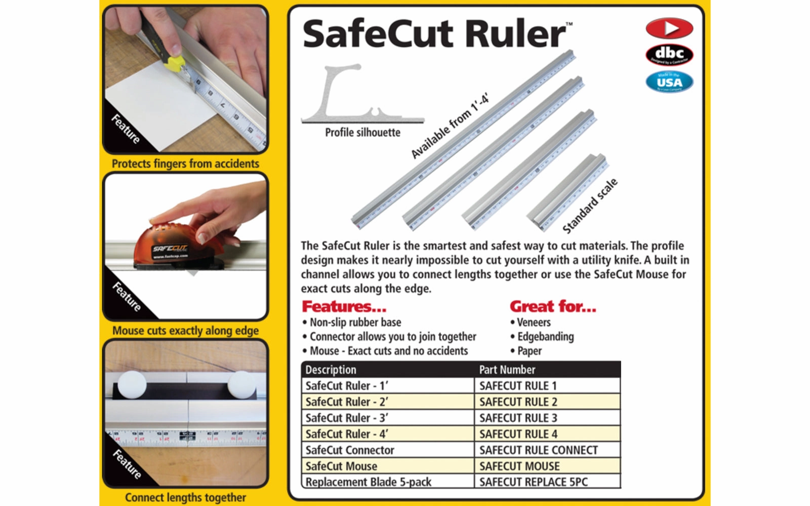 FastCap SafeCut Ruler - 24" Long