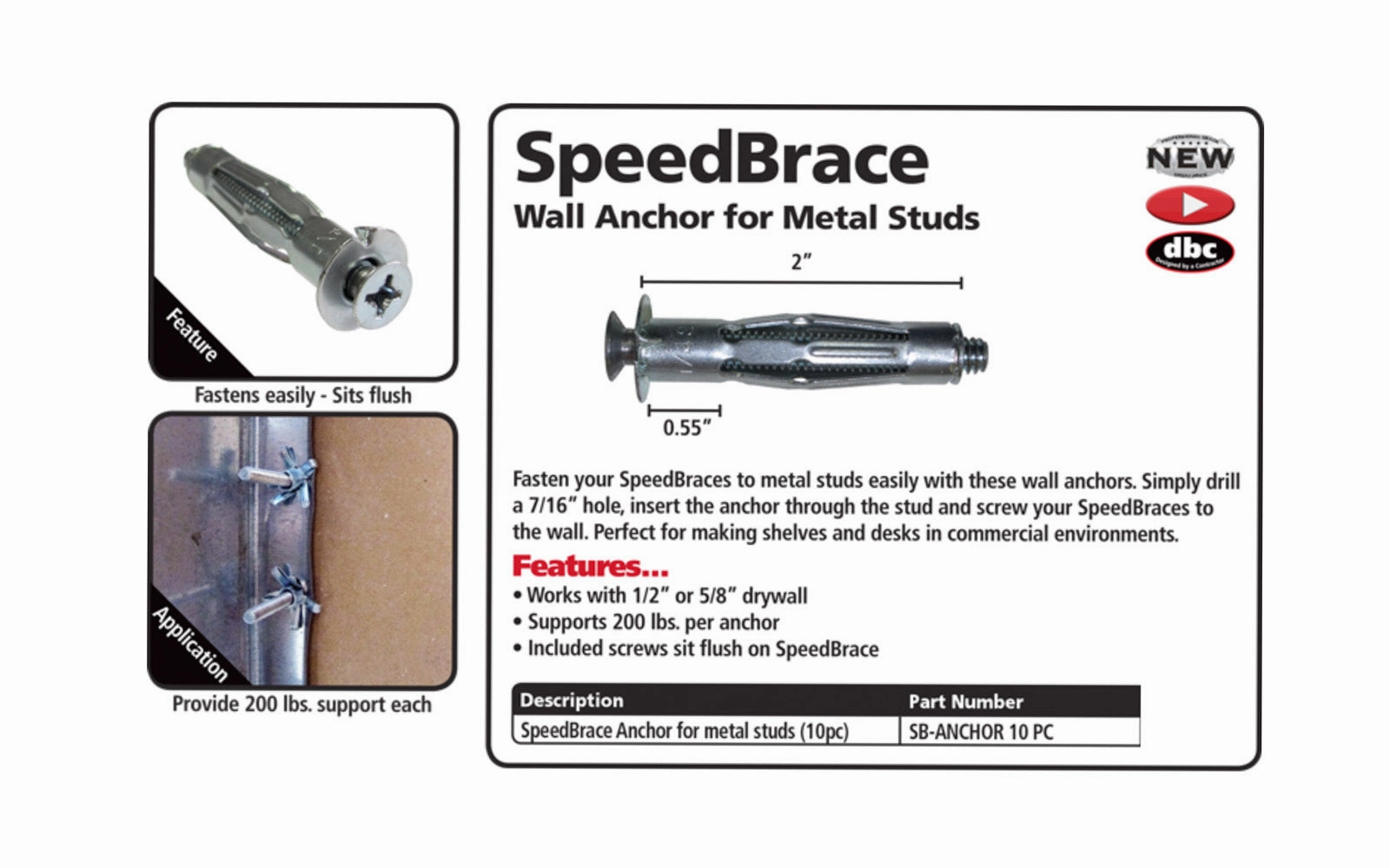 FastCap SpeedBrace Anchors - 10 Pack