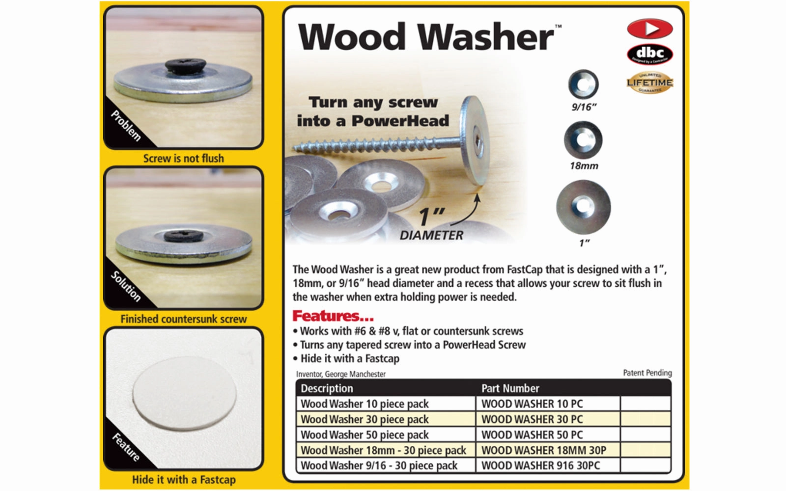 FastCap Wood Washer 9/16" Diameter - 30 Pack