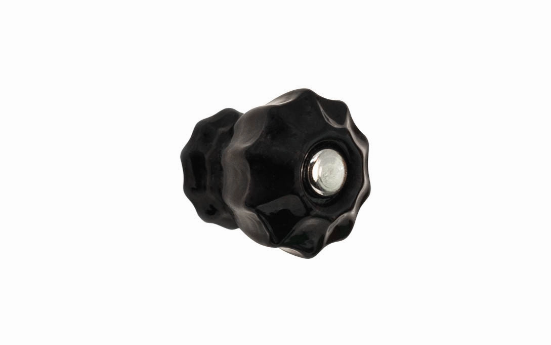 Fluted Glass Cabinet Knob ~ Black