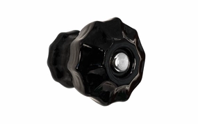 Fluted Glass Cabinet Knob ~ Black