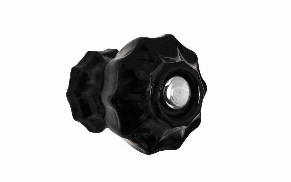 Fluted Glass Cabinet Knob ~ Black