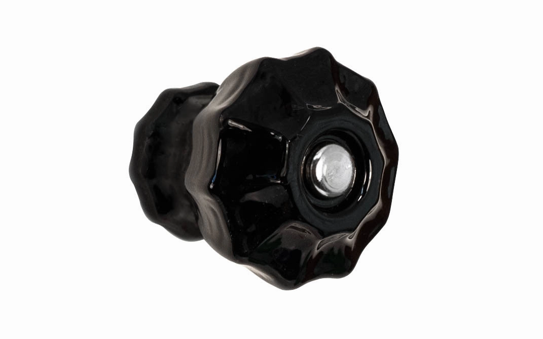 Fluted Glass Cabinet Knob ~ Black