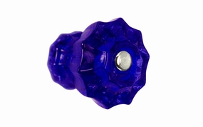 Fluted Glass Cabinet Knob ~ Cobalt Blue