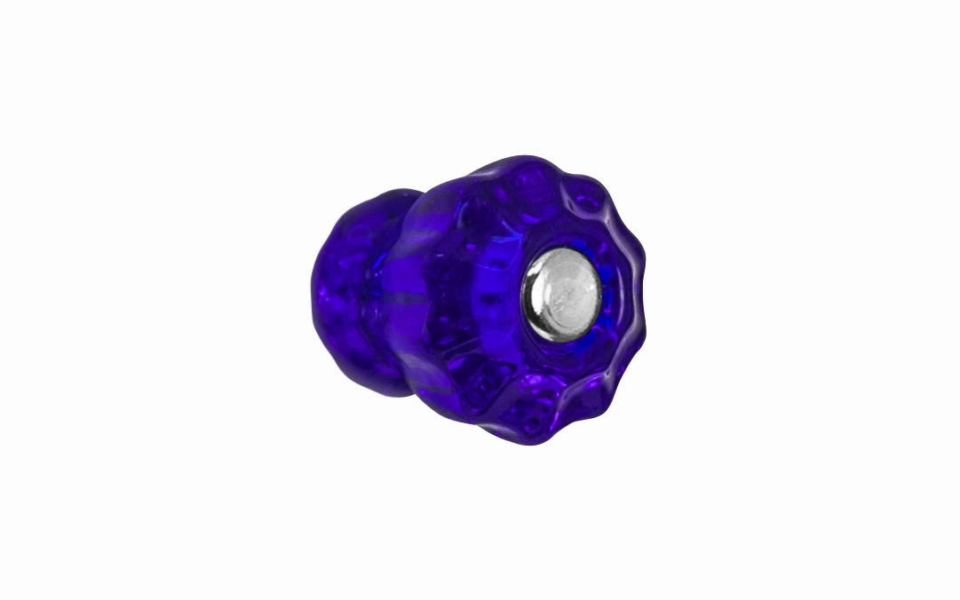 Fluted Glass Cabinet Knob ~ Cobalt Blue