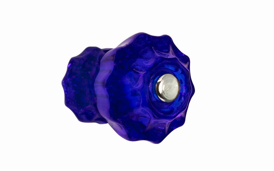Fluted Glass Cabinet Knob ~ Cobalt Blue
