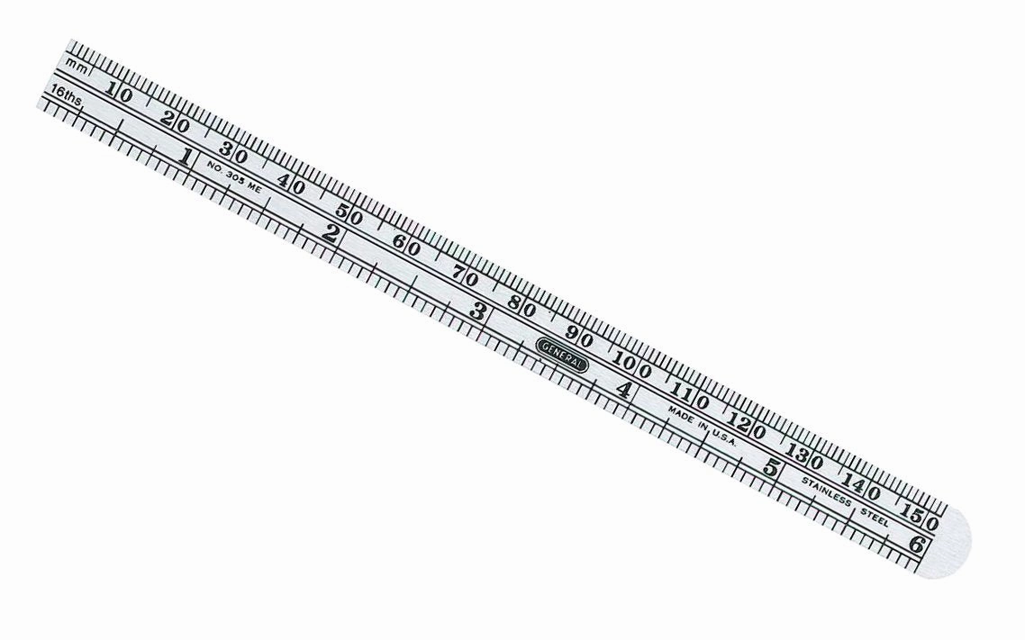 General Tools 6" Flexible Stainless Rule (mm, 16ths)