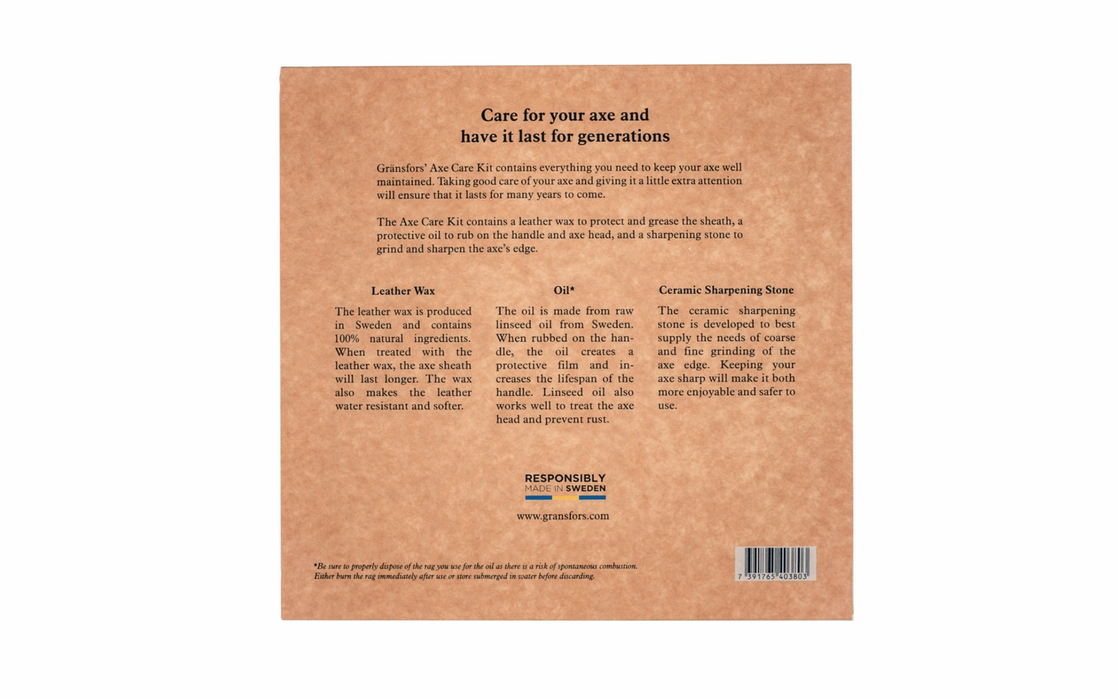 Grnsfors Bruk Axe Care Kit