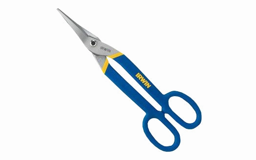 Irwin 12-3/4" Tinner Snips - Ducktail Blade Cuts Straight & Tight Curves