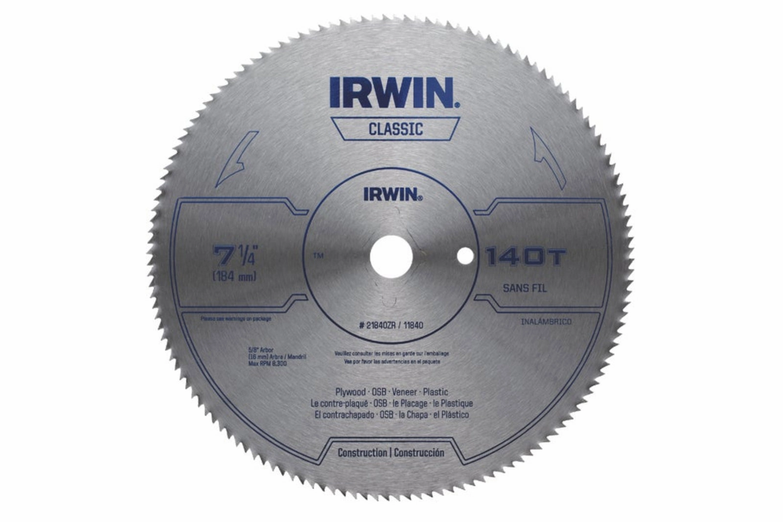 Irwin 7-1/4" Smooth Circular Saw Blade - 140 Tooth