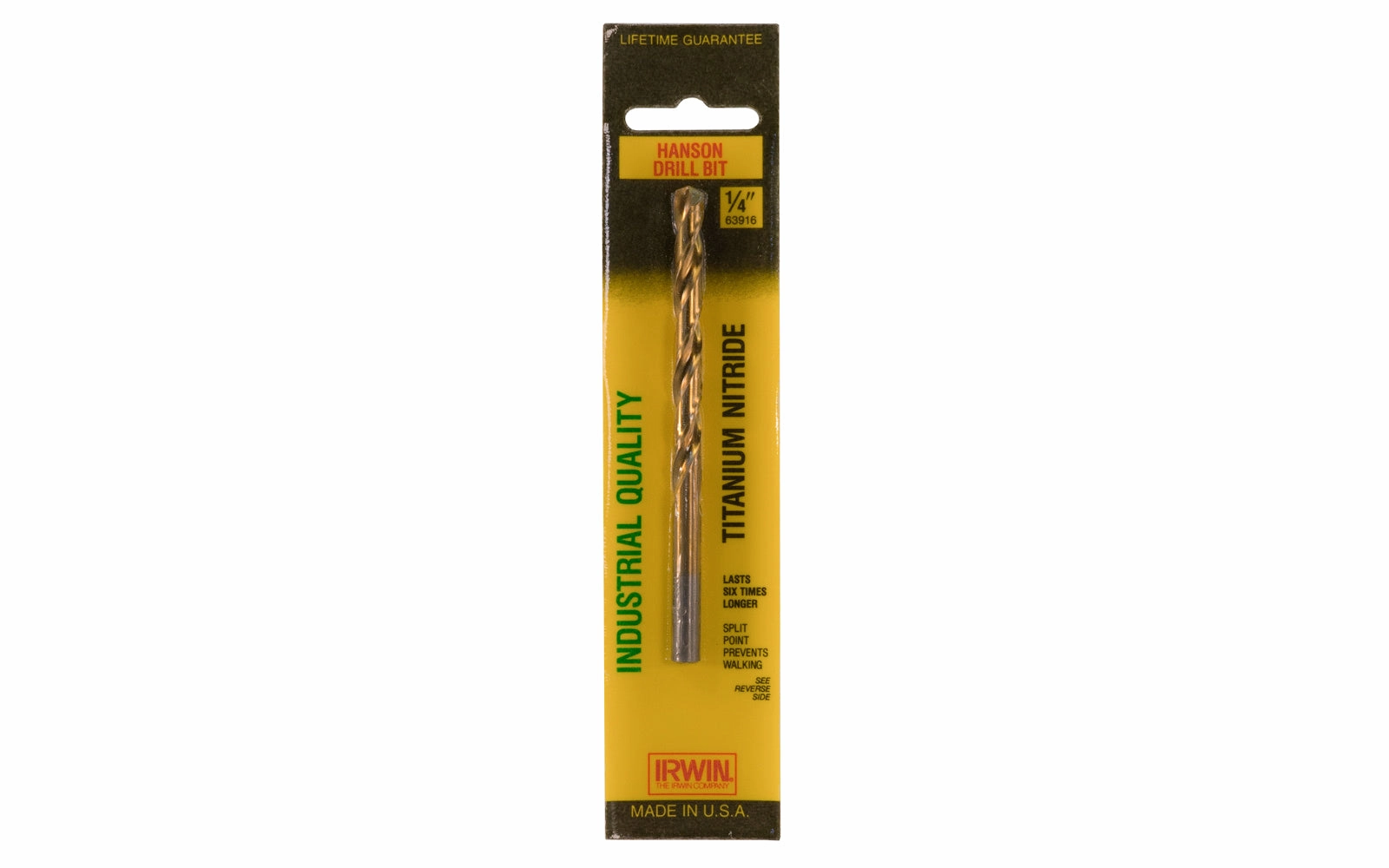 Irwin Hanson 1/4" Titanium Nitride Jobber Length Drill Bit