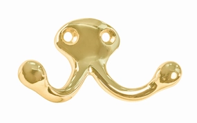Ives Classic Solid Brass Double Wardrobe Hook