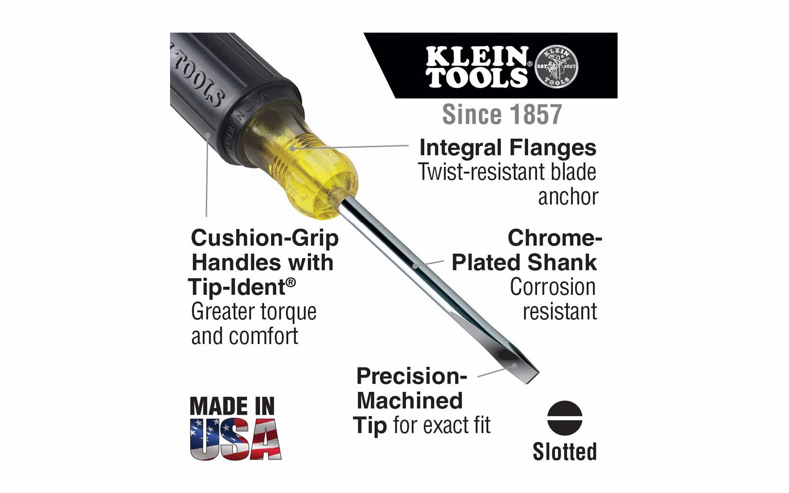 Klein 3/16" Cabinet-Tip Screwdriver - 4" Shank