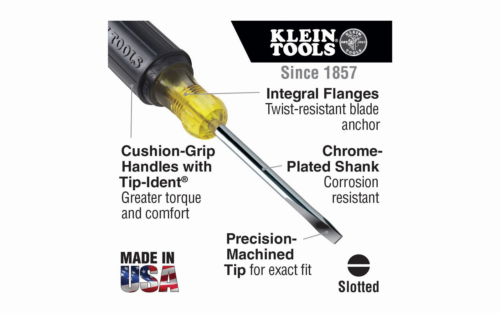 Klein 3/16" Cabinet-Tip Screwdriver - 6" Shank