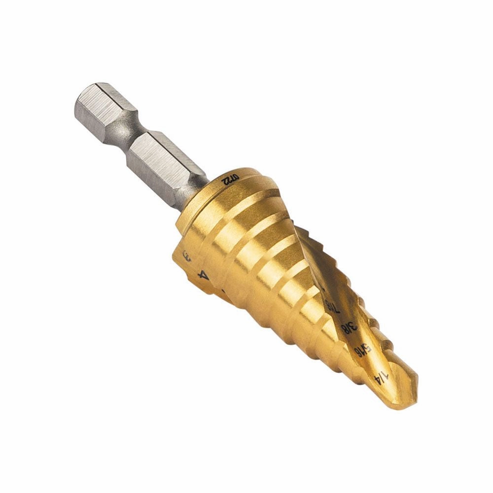 Klein Tools 25963 Step Drill Bit, Spiral Double-Fluted, 1/4-Inch to 3/4-Inch, VACO