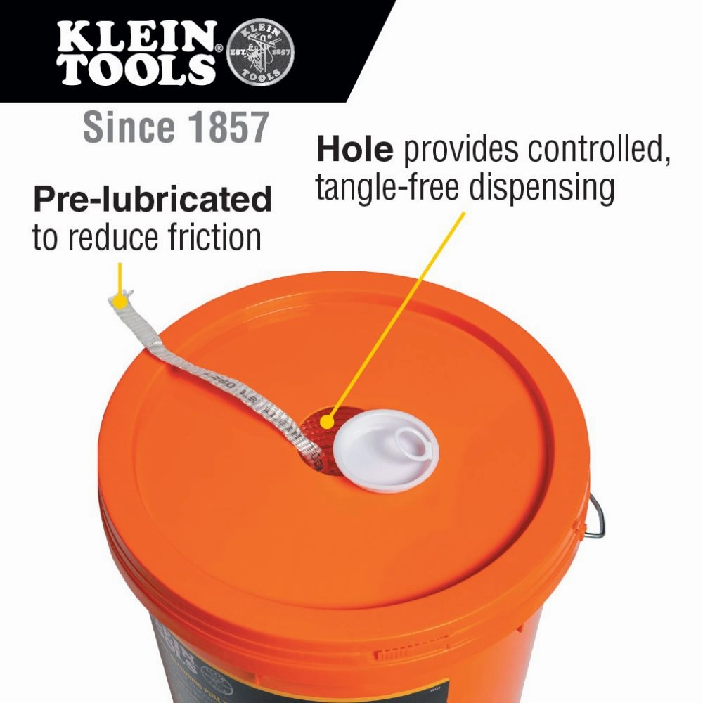 Klein Tools 50122 Conduit Measuring Pull Tape for Heavy-Duty Cable and Wire Pulling, 1250-Pound x 2000-Foot Long
