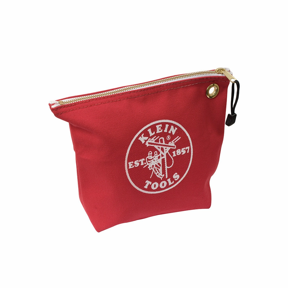 Klein Tools 5539RED Canvas Zipper Pouch, 10-Inch Tool Bag Storage Organizer, Red