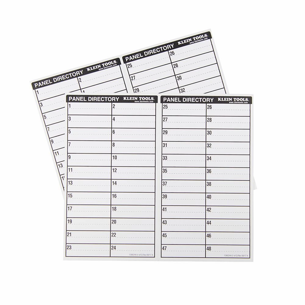 Klein Tools 56255 Wire Markers, Household Electric Panel w/Directory
