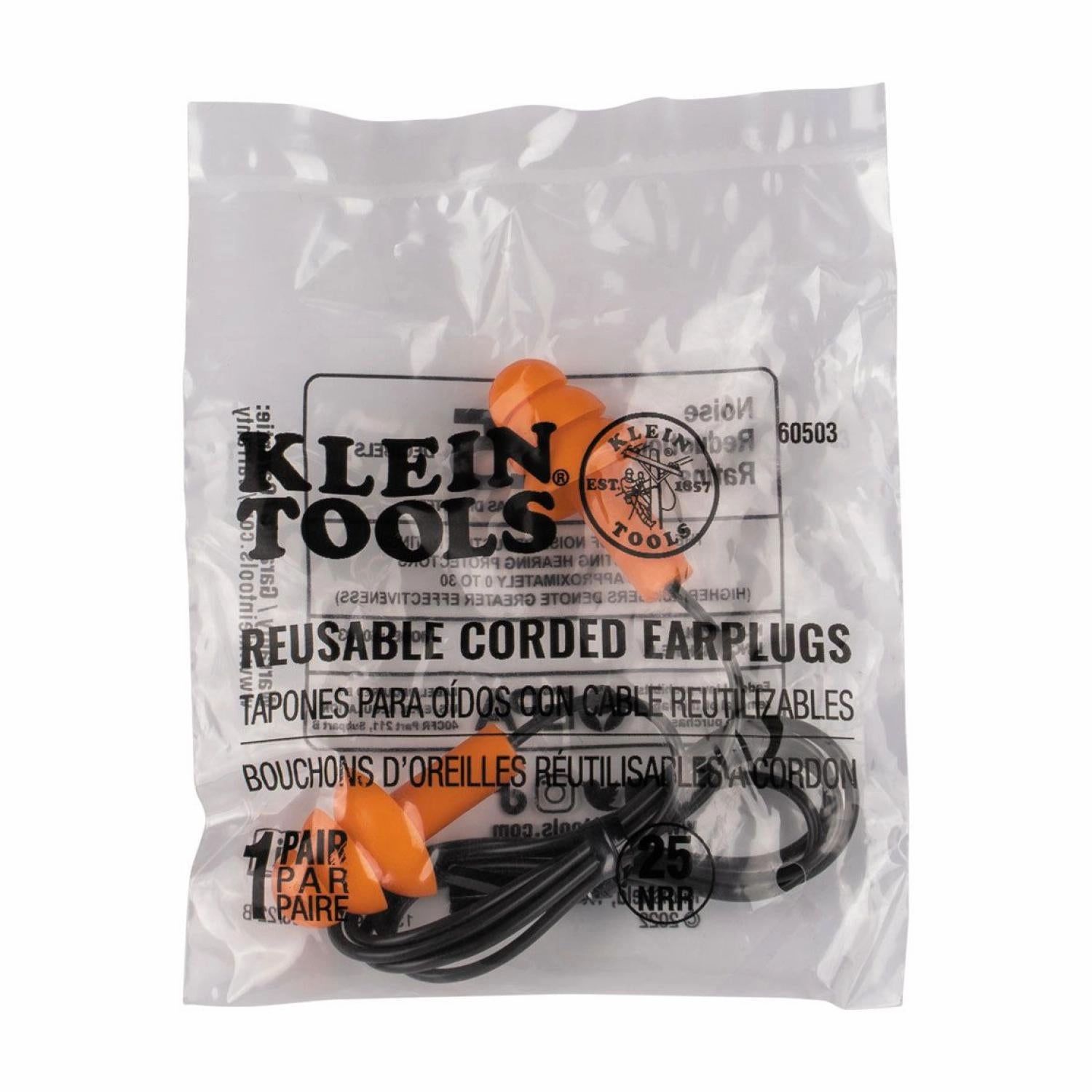 Klein Tools 6050350 Corded Earplugs, 50-Pair Dispenser Pack