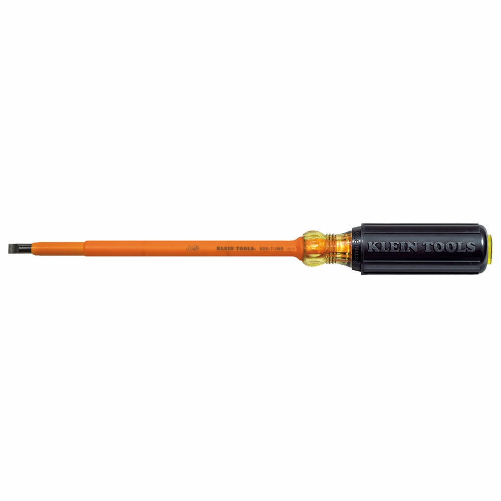 Klein Tools 605-7-INS Insulated 1/4-Inch Cabinet Tip Screwdriver, 7-Inch