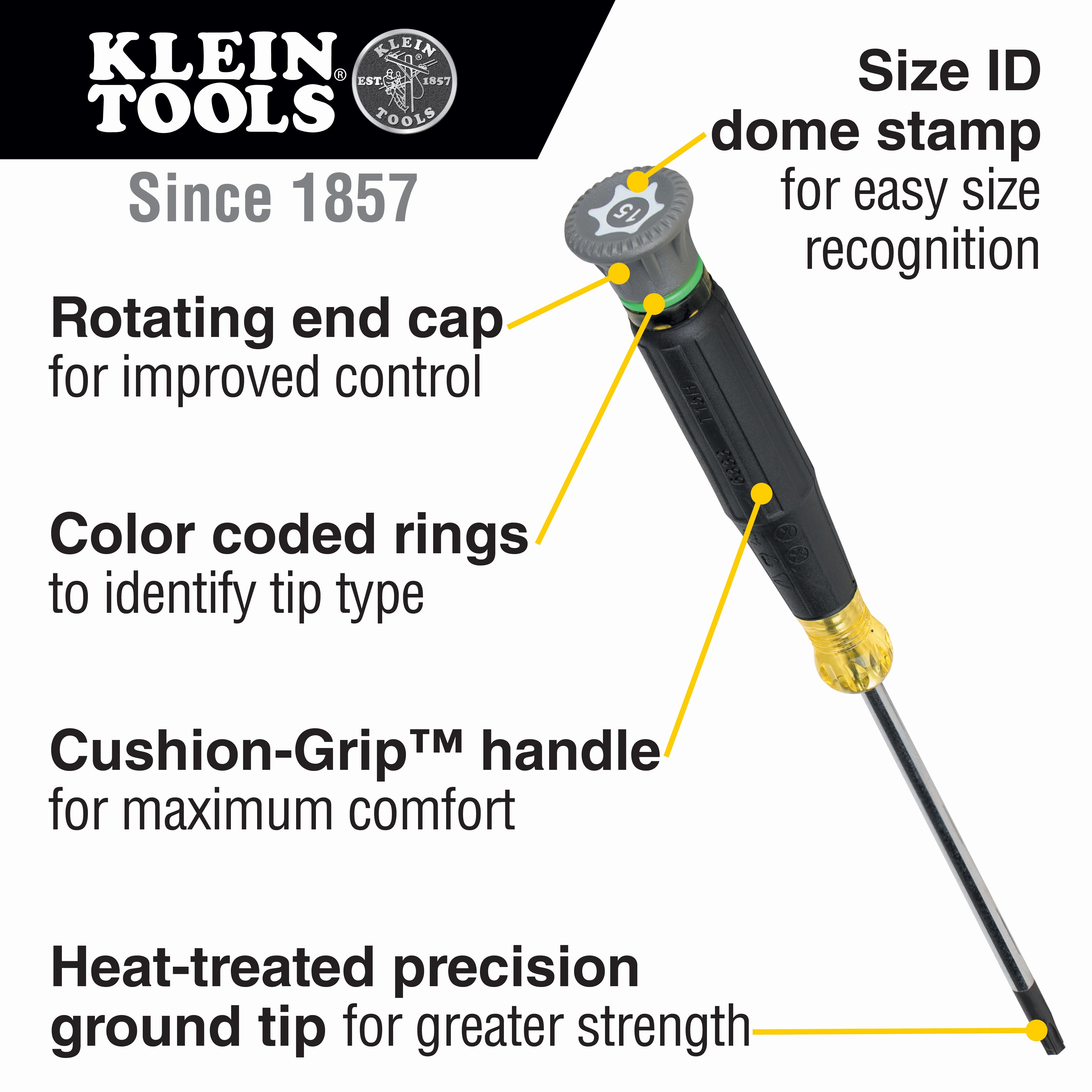 Klein Tools 6313 Precision Screwdriver, T8H TORX, 3" Shank