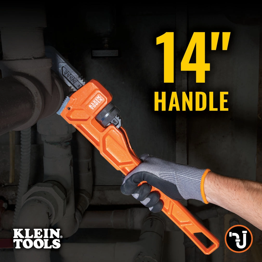 Klein Tools 68227 Adjustable Cast Iron Pipe Wrench, 14"