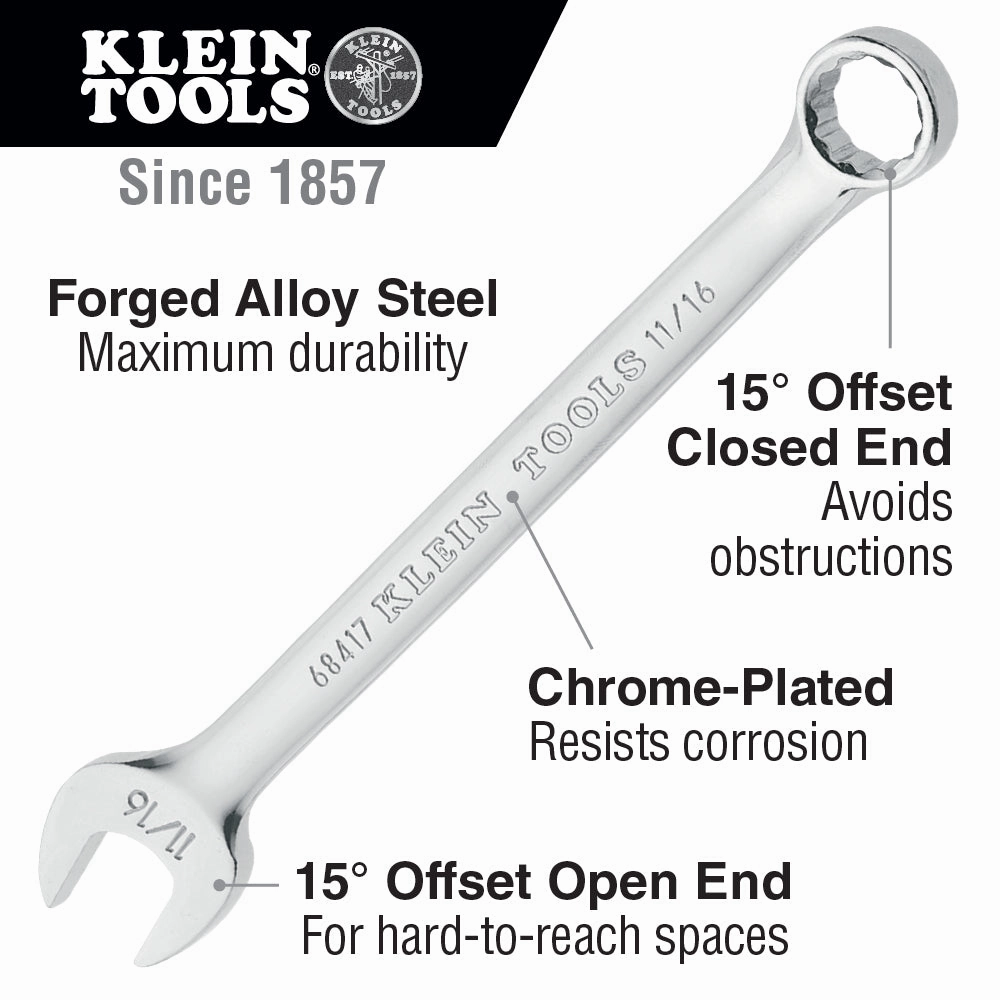 Klein Tools 68417 Combination Wrench 11/16-Inch