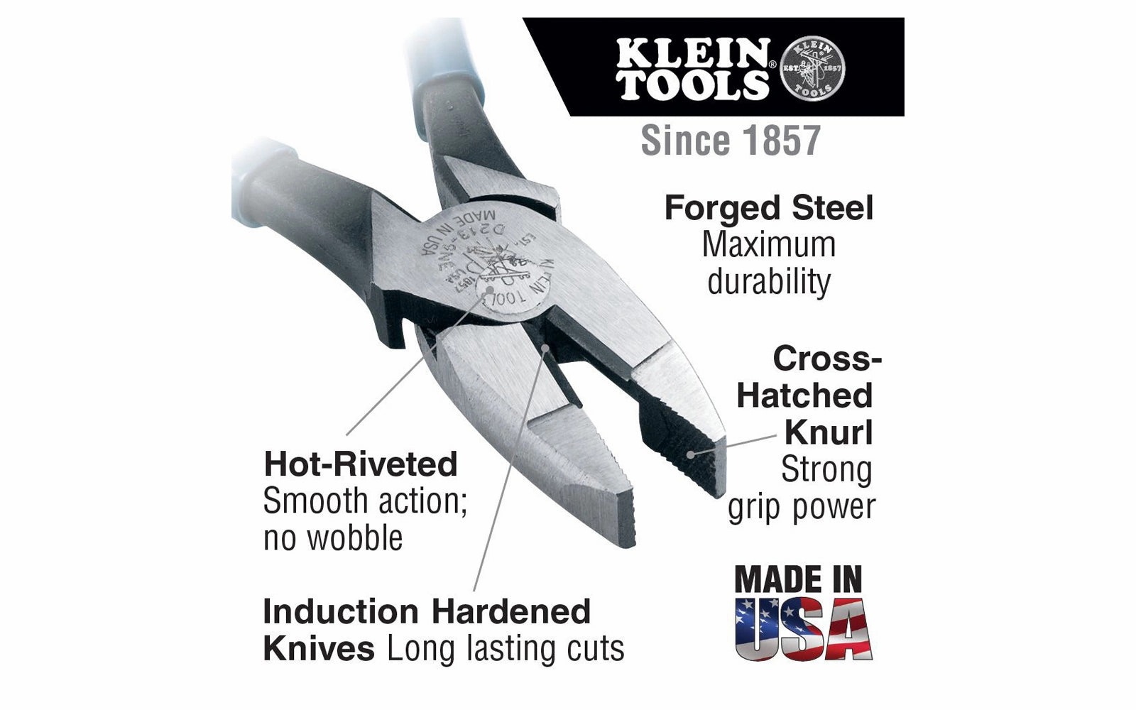 Klein Tools 8-1/2" Ironworker's Pliers - New England Nose ~ D213-8NE